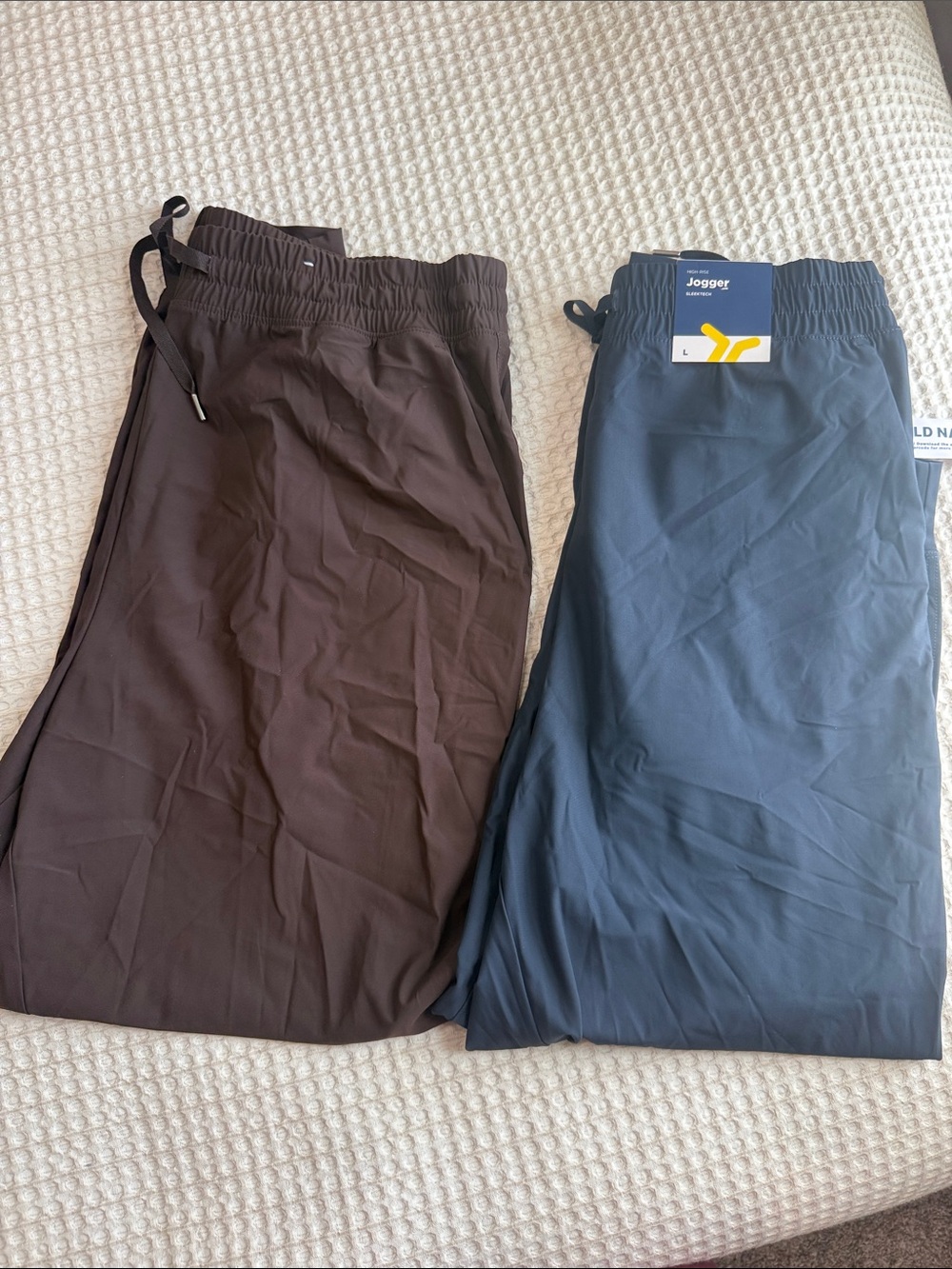 Womens Bottoms - Brown and Blue - Lightweight Elastic Waist